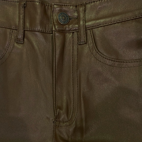 New Free People Jeans Brown Faux Leather Jeans Size 26 - Picture 10 of 17